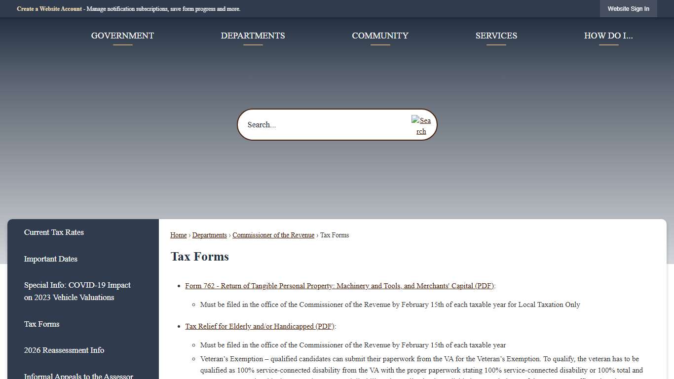 Tax Forms Appomattox County, VA