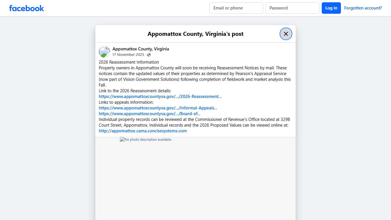 2026 Reassessment... - Appomattox County, Virginia Facebook